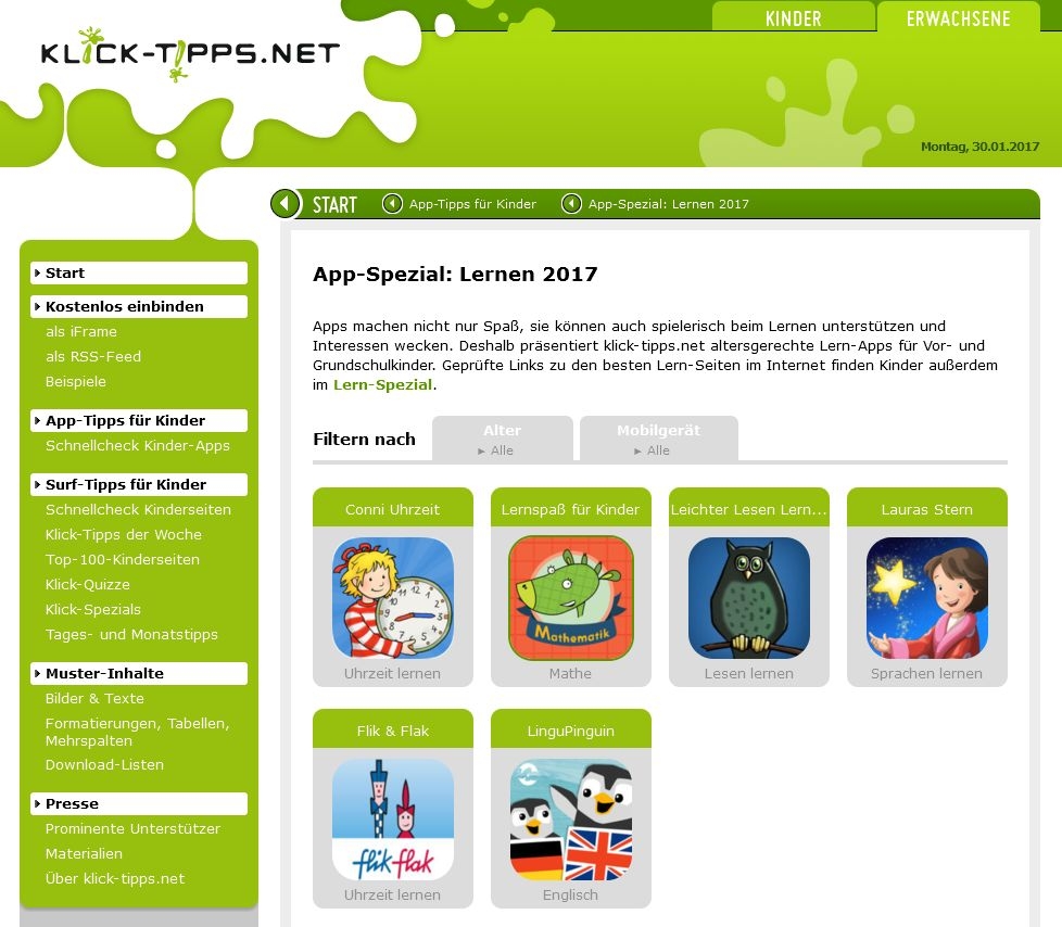 klick-tipps.net: App-Übersicht Lern-Spezial 2017