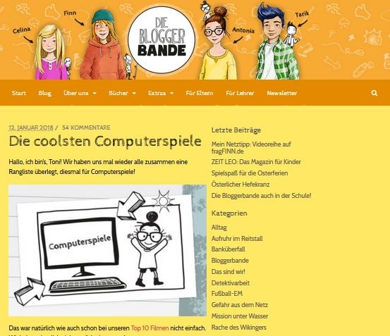 Blog "Die coolsten Computerspiele" auf www.die-bloggerbande.de