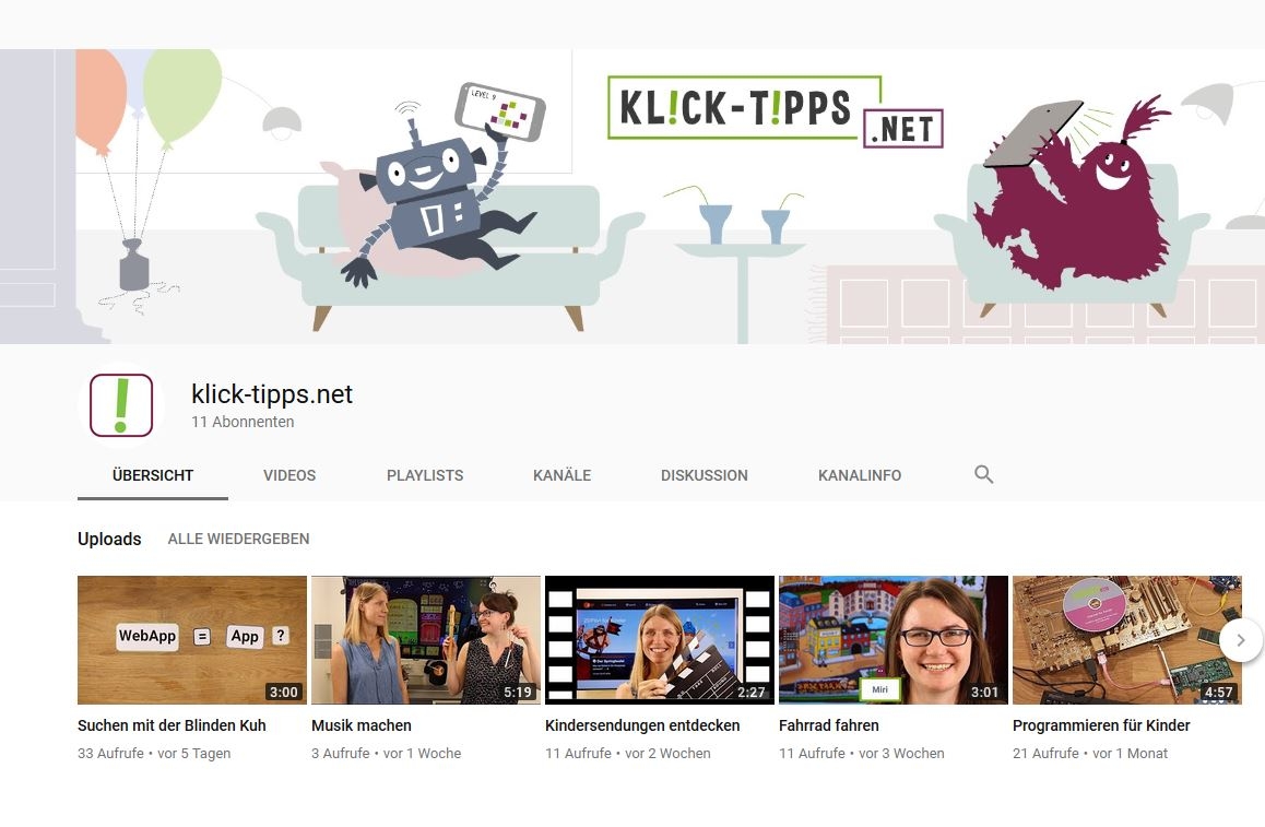Screenshot vom YouTube-Kanal von klick-tipps.net