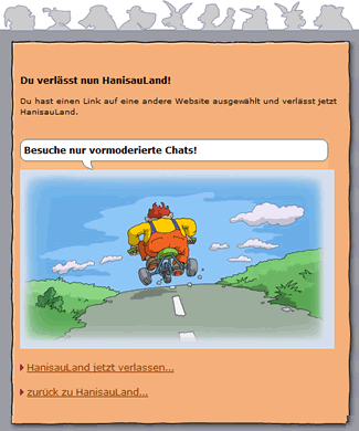 Zwischenfenster für externe Links im HanisauLand