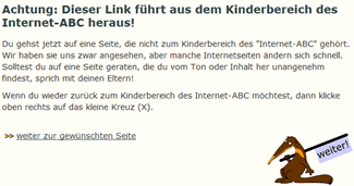 Zwischenfenster bei externen Links auf www.internet-abc.de