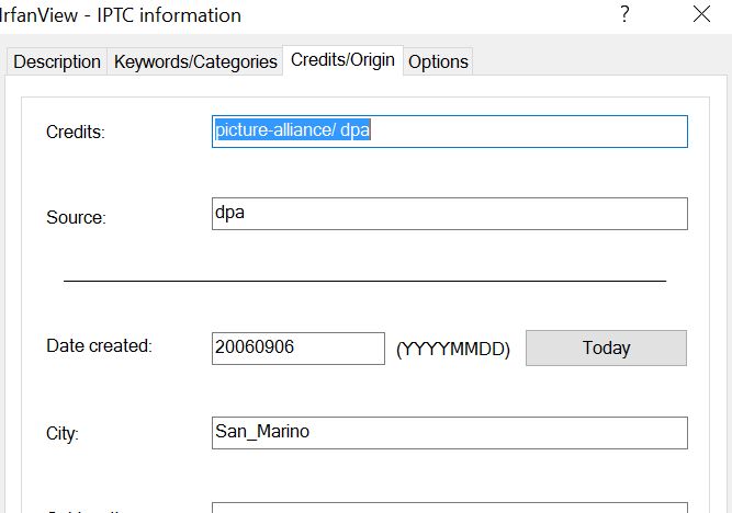 IPTC-Daten einer Fotodatei, Screenshot