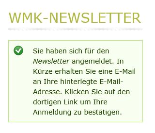 Meldung auf wir-machen-kinderseiten.de nach der Eingabe der E-Mail-Adresse