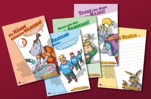 Plakate mit Abstands- und Hygieneregeln von HanisauLand.de
